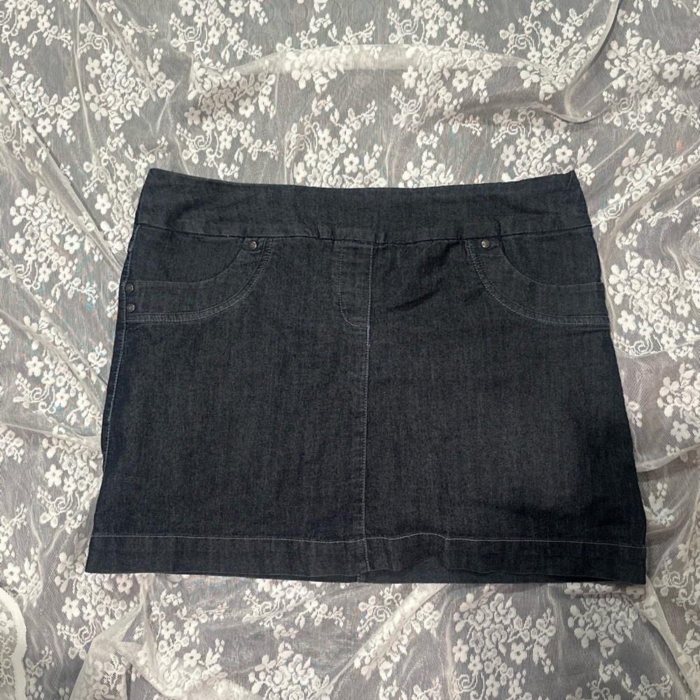 vintage black denim mini skort
